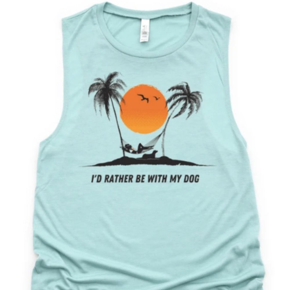 Like New $43 I'd Rather Be With My Dog  beach tank in mint